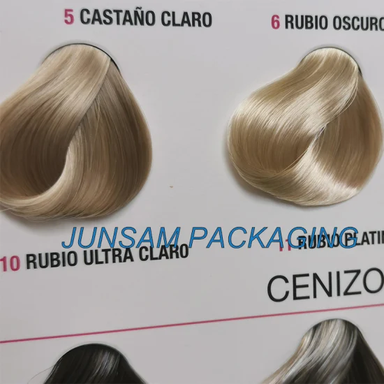 Brochura de salão de promoção de tabela de cores de cabelo 3 dobras para exibição profissional